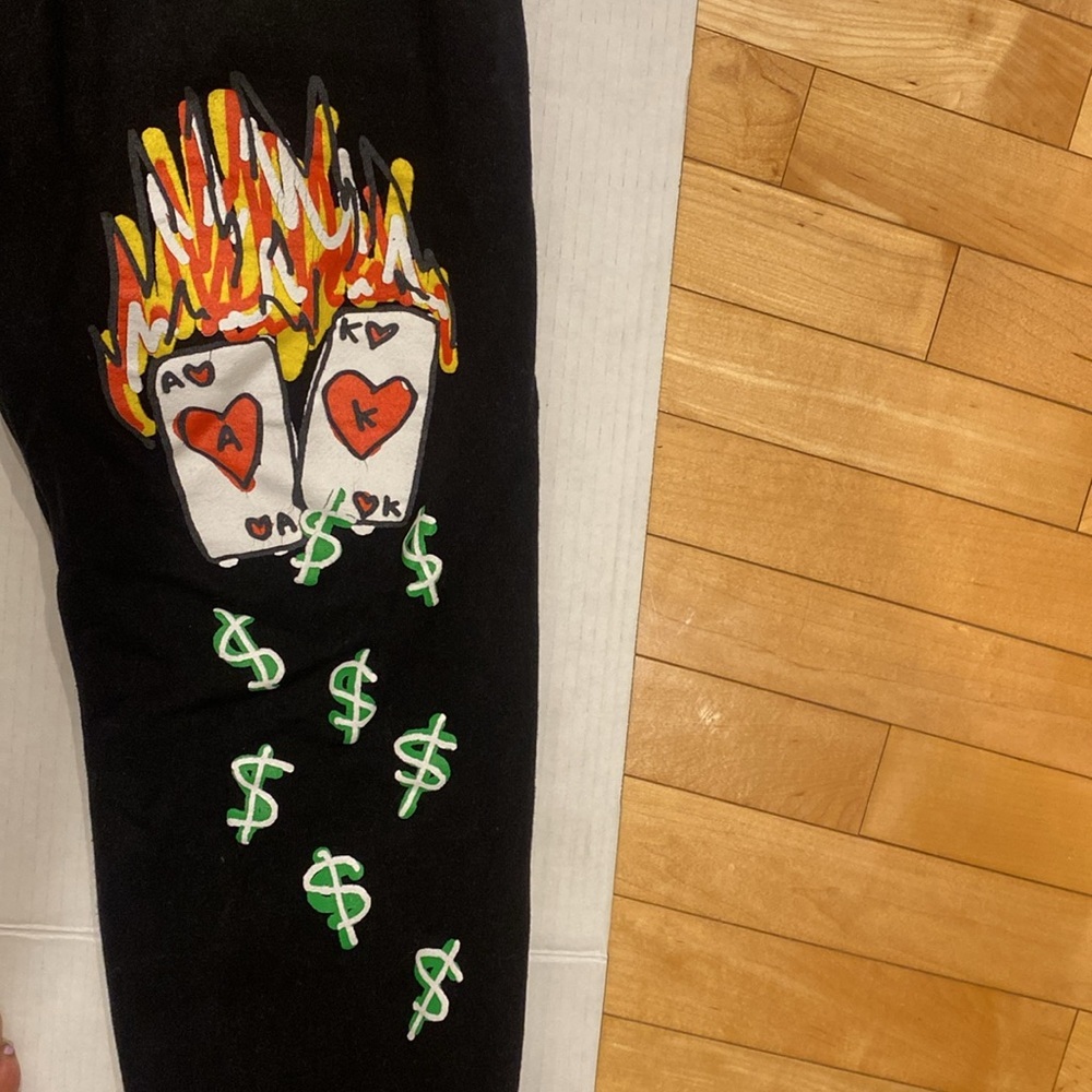 AFTER SCHOOL SPECIAL Black Graphics in neon Kids/Adults Joggers Size Small - Picture 5 of 16